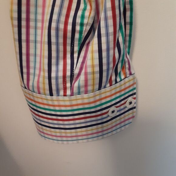 Bugatchi Uomo Button Front Shirt Men's Large Shaped Fit Stripes 100% Cotton - Picture 3 of 6